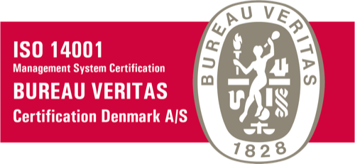 ISO 14001-certificeret af Bureau Veritas Certification Denmark A/S